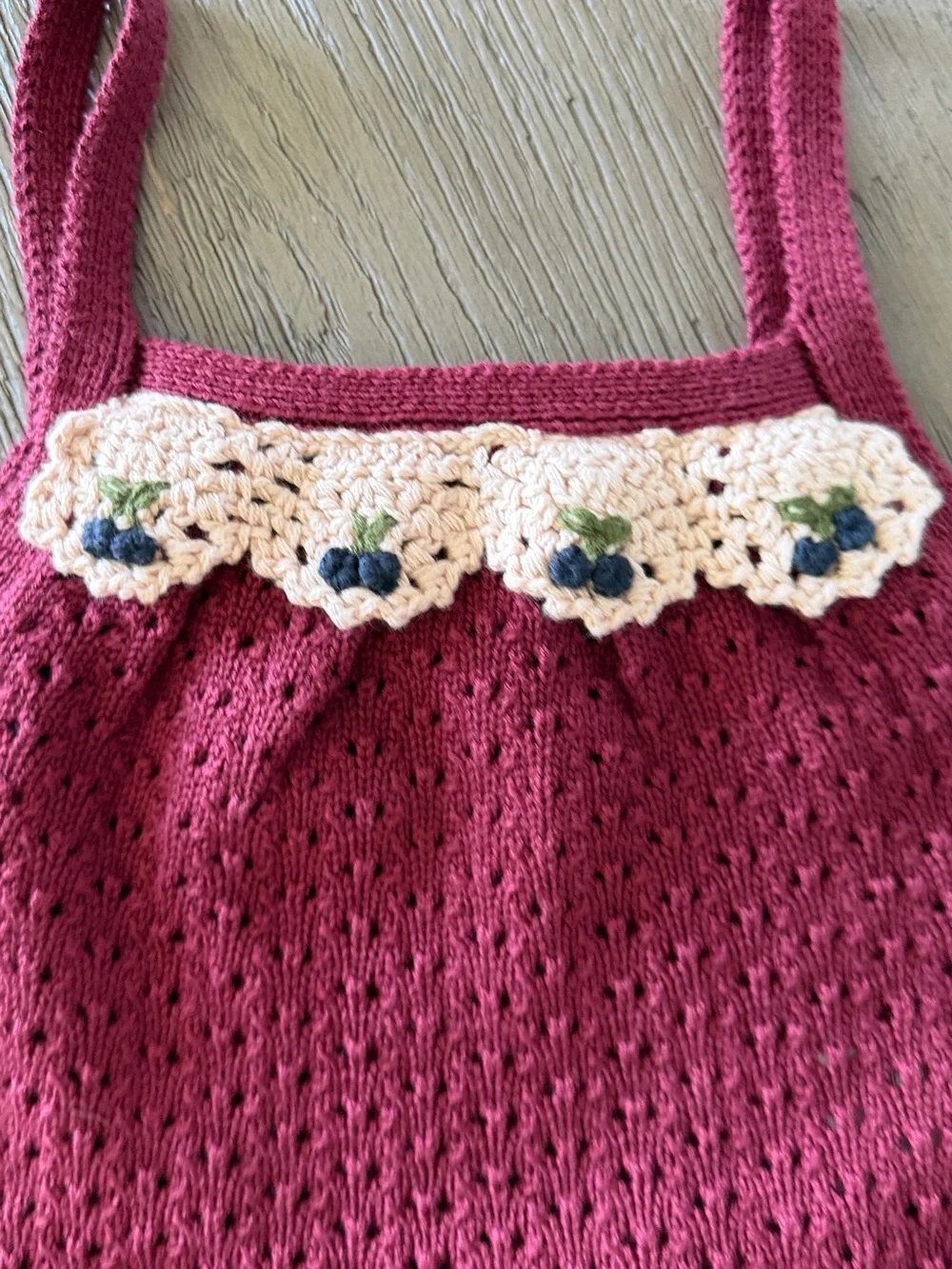 Zara Girls Knit Tank & Shorts Set in Berry with Crochet Trim size 1 1/2
